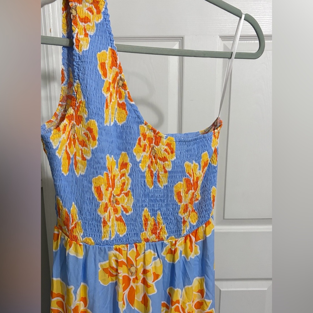Able The Label Anthropologie One Shoulder Blue Flower Maxi Dress Size XL NWT - Picture 3 of 9